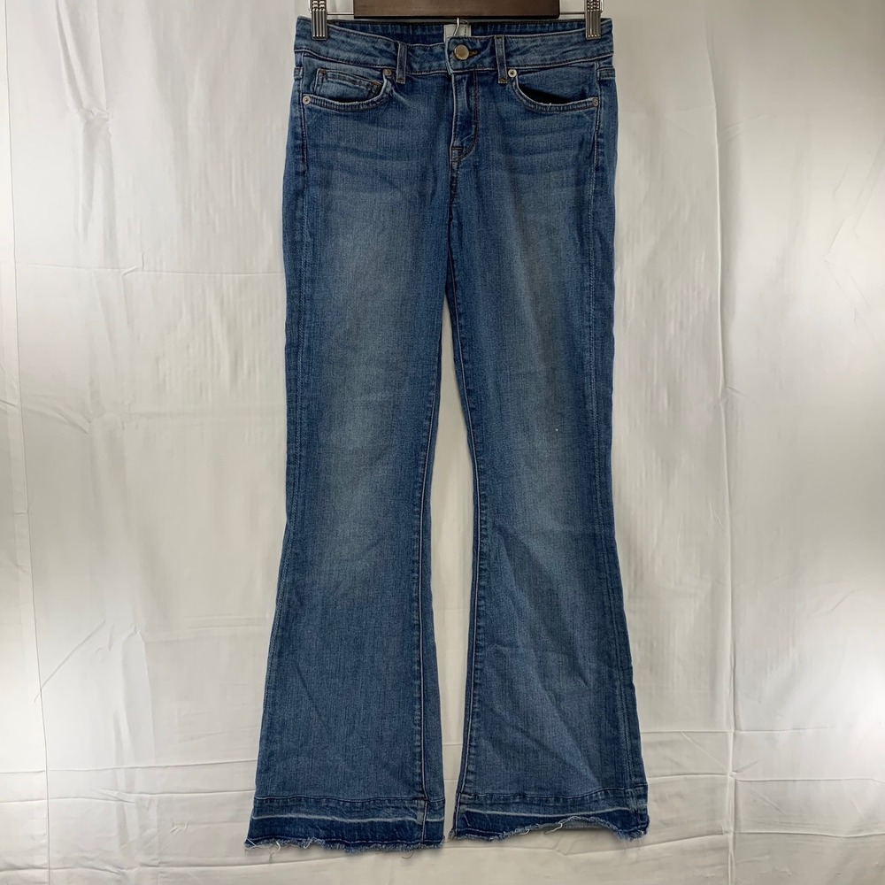 Rich & Skinny Flare Jeans‎ Womens 26 Blue Raw Hem Ponce Medium Wash